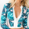Two Piece Bathing Suit - Long Sleeved Zippered Front with Mesh Back - Image 4