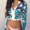 Two Piece Bathing Suit - Long Sleeved Zippered Front with Mesh Back - Image 6
