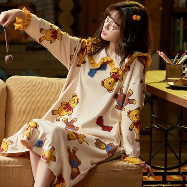 Long-sleeved Cartoon Printed Night Dress - Image 13