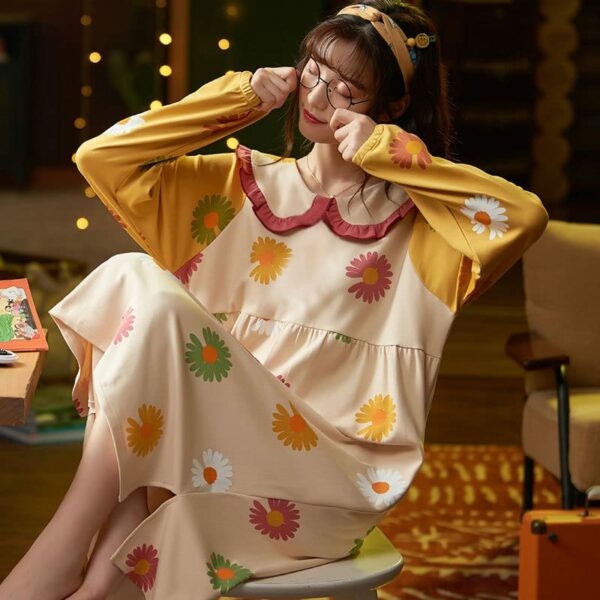 Long-sleeved Cartoon Printed Night Dress - Image 15