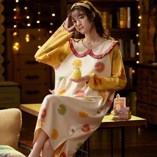 Long-sleeved Cartoon Printed Night Dress - Image 17