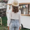 Casual Lace Long Sleeve Cotton Blouse Shirts - Image 4