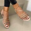 Chic Round Toe Rhinestone Sandals