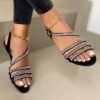 Chic Round Toe Rhinestone Sandals - Image 3