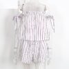 Elegant Off Shoulder Stripe Backless Jumpsuit