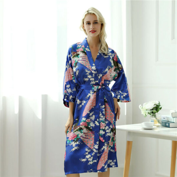 Fashion Peacock Print Long Sleeve Pajama - Image 10