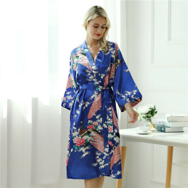 Fashion Peacock Print Long Sleeve Pajama - Image 11