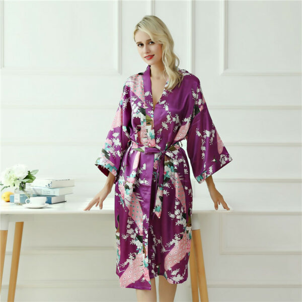 Fashion Peacock Print Long Sleeve Pajama - Image 12