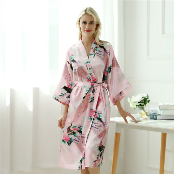 Fashion Peacock Print Long Sleeve Pajama - Image 14