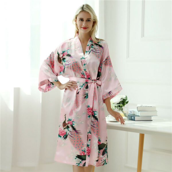 Fashion Peacock Print Long Sleeve Pajama - Image 15