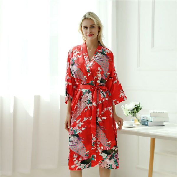 Fashion Peacock Print Long Sleeve Pajama - Image 18