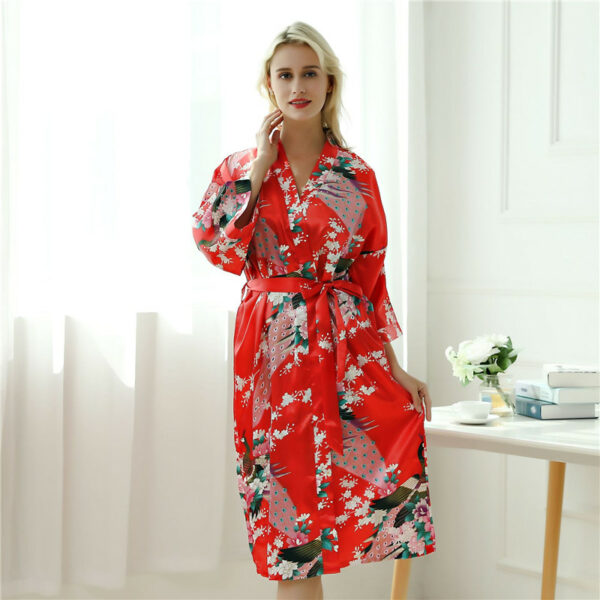 Fashion Peacock Print Long Sleeve Pajama - Image 19