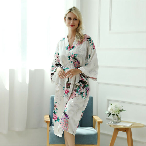 Fashion Peacock Print Long Sleeve Pajama - Image 2