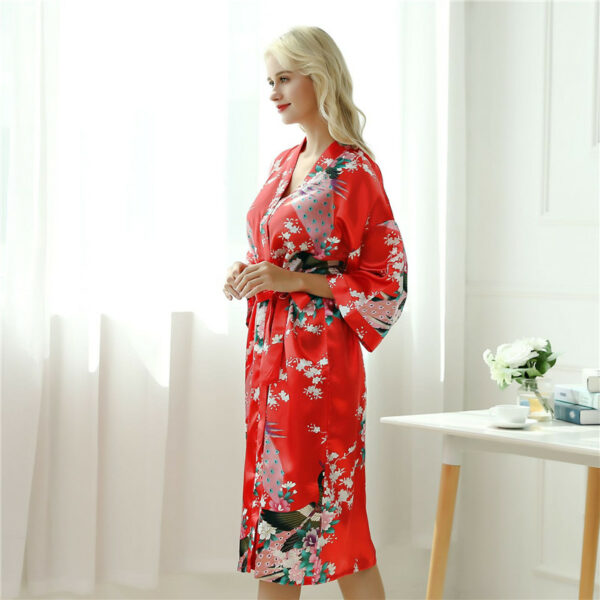 Fashion Peacock Print Long Sleeve Pajama - Image 20