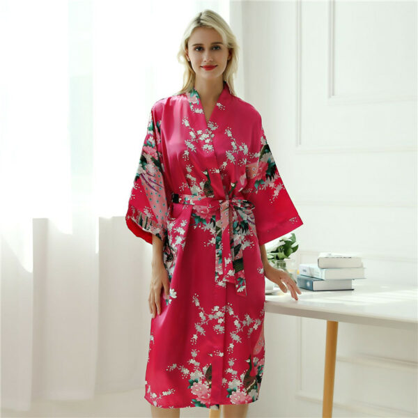 Fashion Peacock Print Long Sleeve Pajama - Image 21