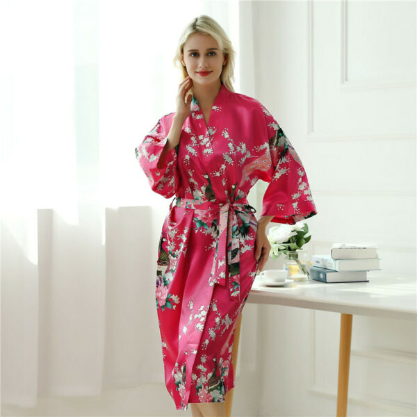 Fashion Peacock Print Long Sleeve Pajama - Image 22