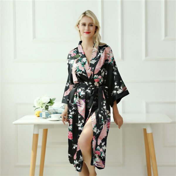 Fashion Peacock Print Long Sleeve Pajama - Image 24