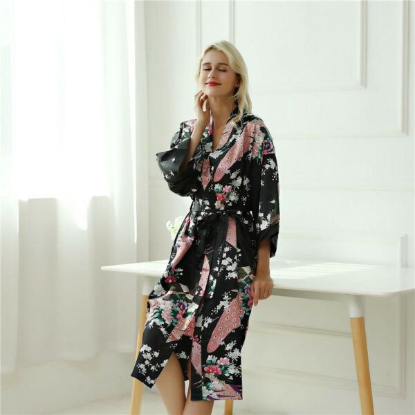 Fashion Peacock Print Long Sleeve Pajama - Image 26