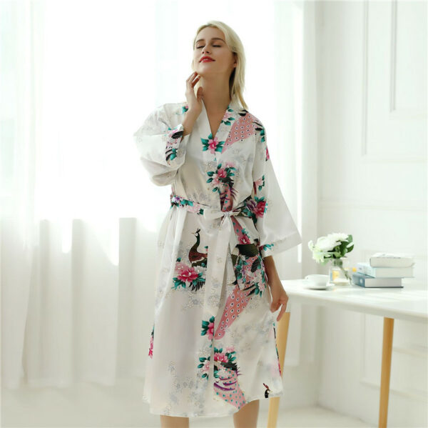 Fashion Peacock Print Long Sleeve Pajama - Image 3