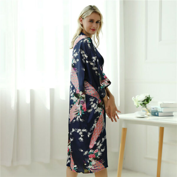 Fashion Peacock Print Long Sleeve Pajama - Image 7