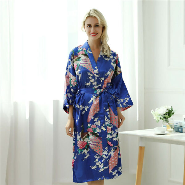 Fashion Peacock Print Long Sleeve Pajama - Image 9