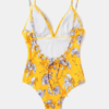 Flowers Print Swimwear Open Back Drawstring Triangle Holiday One Piece - Image 2