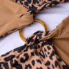 Leopard Patchwork Solid Color Bikini One Piece Cut Out Slimming Swimwear - Image 9