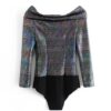 New Sequined Patchwork Long Sleeve Bodysuit - Image 2