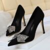 Night Club Rhinestone Bow High Heel Shoes
