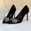 Night Club Rhinestone Bow High Heel Shoes - Image 2