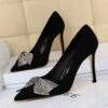 Night Club Rhinestone Bow High Heel Shoes - Image 5