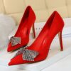 Night Club Rhinestone Bow High Heel Shoes - Image 7