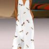 Sleeveless V-neck Floral Print Maxi Dress
