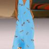 Sleeveless V-neck Floral Print Maxi Dress - Image 8