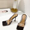 Square Neck Rhinestone Sandals - Image 4