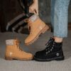 Cow Suede Lace Up Fashion Round Toe Boots - Image 2