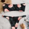 Floral Sexy Bikinis Tie Front Print Bandeau Backless Swimsuits - Image 2
