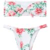 Floral Sexy Bikinis Tie Front Print Bandeau Backless Swimsuits - Image 9