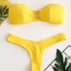 High Cut Thong Bikinis Push Up Bandeau Backless Sexy Swimsuits