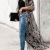 Printed Pattern Half-Sleeve Polyester Long Outerwear - Image 4