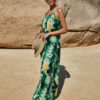 Printed Sleeveless Pattern V-Neck Polyester Long Maxi Dress - Image 2