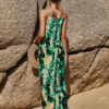 Printed Sleeveless Pattern V-Neck Polyester Long Maxi Dress - Image 3