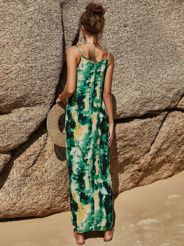 Printed Sleeveless Pattern V-Neck Polyester Long Maxi Dress - Image 3