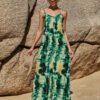Printed Sleeveless Pattern V-Neck Polyester Long Maxi Dress - Image 4