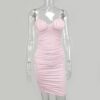 Casual Spaghetti Strap Ruched Daily Bodycon Mini Dresses - Image 3