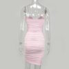 Casual Spaghetti Strap Ruched Daily Bodycon Mini Dresses - Image 4
