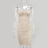 Casual Spaghetti Strap Ruched Daily Bodycon Mini Dresses - Image 5