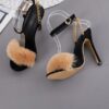 Fashion Chain Faux Fur Heeled Sandals - Image 4