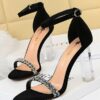 Fashion Pointed Sequined Chunky High Heel Sandal - Image 3