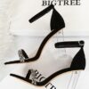Fashion Pointed Sequined Chunky High Heel Sandal - Image 4